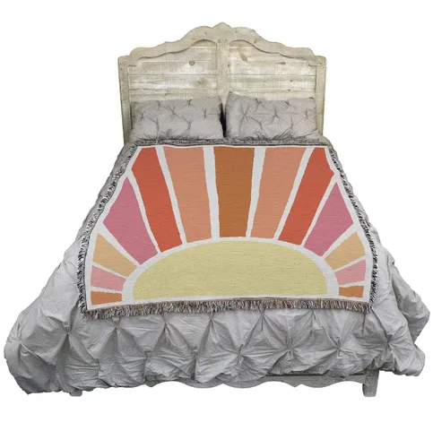 Miniatura 2 de Pure Country Weavers Manta retro con diseño de explosión de sol, manta de tapiz de regalo tejida de algodón, fabricada en los Estados Unidos