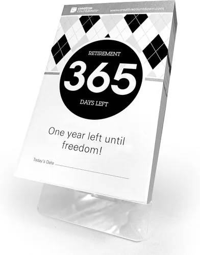 Calendario de cuenta regresiva de jubilación, 5.75 x 3.75 pulgadas, calendario de escritorio de cuenta regresiva en blanco y negro (blanco y negro,