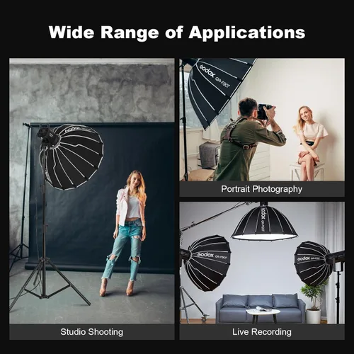 Miniatura 6 de Godox Bowens Mount Softbox QR-P60T - Caja de luz de liberación rápida de 23.6 pulgadas con bolsa de transporte, 2 difusores para fotografía