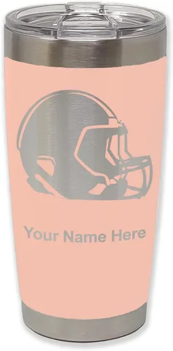 Miniatura 37 de LaserGram Vaso aislado al vacío de 20 onzas, casco de fútbol, grabado personalizado incluido (morado claro)