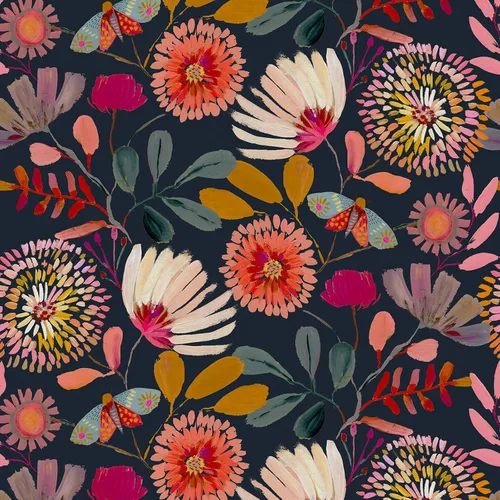 Miniatura 15 de Papel tapiz floral para despegar y pegar, papel de pared bohemio, extraíble, impermeable, verde/amarillo/azul, papel de contacto para dormitorio