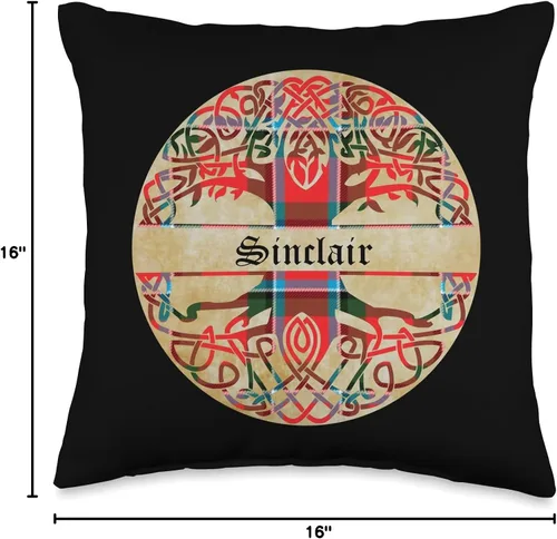 Miniatura 4 de Bagtown Clans Sinclair Clan - Almohada de tartán con apellido escocés, 16 x 16 pulgadas, multicolor