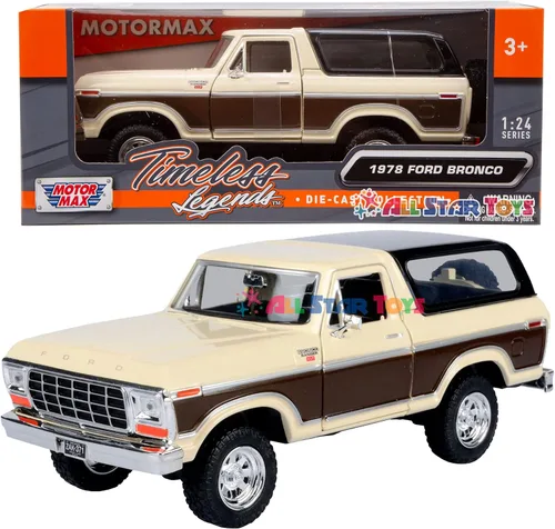 Miniatura 12 de 1978 Bronco 1:24 Modelo de Coche Fundido SUV SUT Negro con Cap Truck Motormax 79371