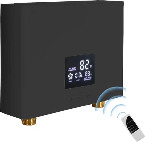 Calentador de agua eléctrico sin tanque 3000 W 110 V Temperatura constante Calentador de agua caliente instantáneo con control remoto Pantalla Negro