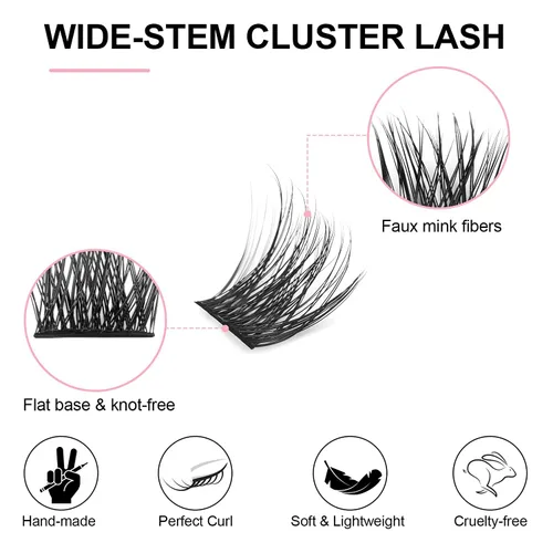 Miniatura 2 de KISSXIAOYA Extensiones de pestañas en racimo, 120 pestañas postizas individuales en racimo D, 0.354-0.591 in, pestañas postizas naturales y suaves