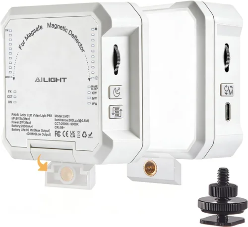 Miniatura 9 de AILIGHT Luz de video LED magnética, luces de cámara portátil para creador de contenido (CRI 98+ y 2500-9000K) luz de relleno de cámara recargable