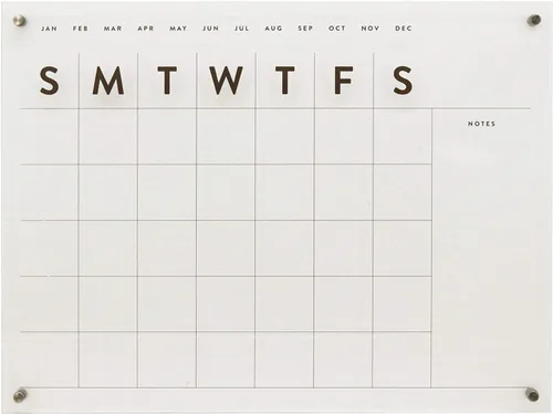 Calendario mensual de acrílico transparente reutilizable de borrado en seco, 24 x 18 pulgadas, organizador de pared para escuela, oficina, hogar