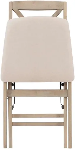 Miniatura 5 de MAKLAINE Juego de dos sillas plegables X-Back, asiento acolchado en madera blanqueada