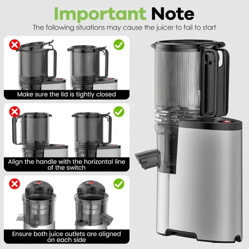 Miniatura 8 de EanOruus Exprimidor de prensa en frío, máquina extractor de jugo de canal de alimentación de 5.8 pulgadas de ancho con 400 W, alto rendimiento