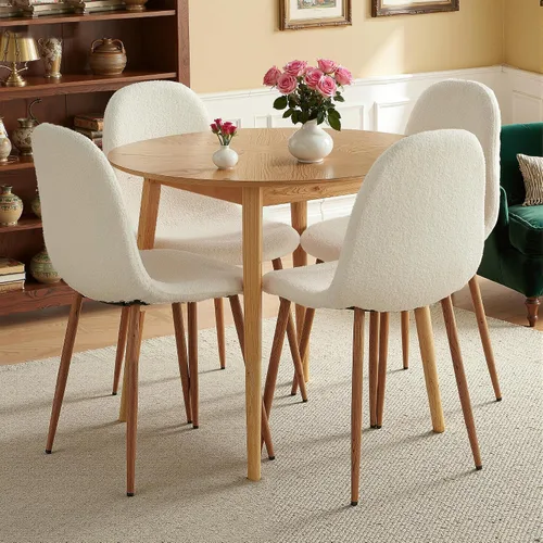 Miniatura 10 de Juego de 4 sillas de comedor de terciopelo, color verde salvia, modernas, tapizadas, de tela, sin brazos, para cocina pequeña, sala de estar