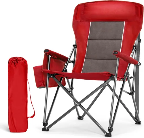 Miniatura 12 de LET'S CAMP Sillas de campamento de gran tamaño de 29.52 pulgadas, respaldo alto, silla de césped resistente, soporta 500 libras, silla plegable