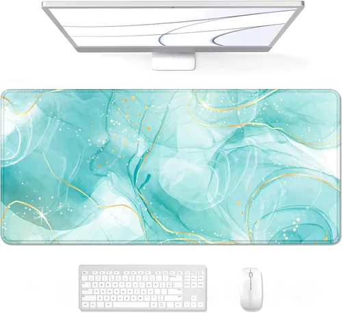 Miniatura 26 de Auhoahsil Alfombrilla grande para mouse, tamaño XXL, extendida de 35 x 15 pulgadas, base de goma antideslizante, bordes cosidos, superficie 03