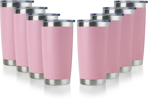 Miniatura 37 de DOMICARE Vaso de acero inoxidable de 20 onzas a granel con tapa, taza de viaje aislada al vacío de doble pared, taza de café con recubrimiento