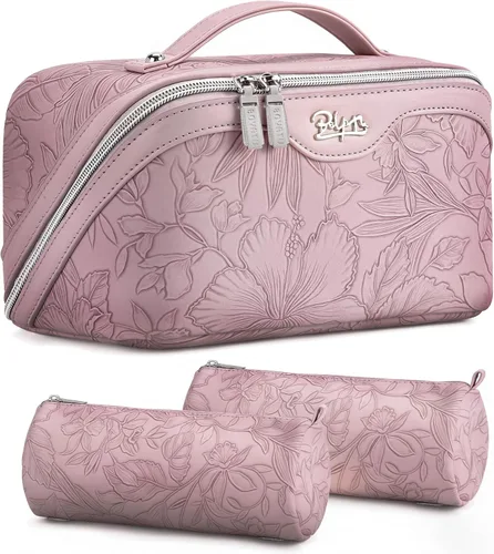 Miniatura 20 de BOYATU Bolsas de maquillaje de viaje Bolsa organizadora de cosméticos: Juego de 3 bolsas de maquillaje de gran capacidad, bolsas de aseo de piel
