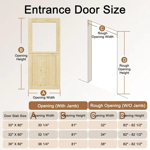Miniatura 2 de Losa holandesa para puerta interior y exterior, 30 x 80 pulgadas, puertas individuales divididas de vidrio transparente templado universal, puerta