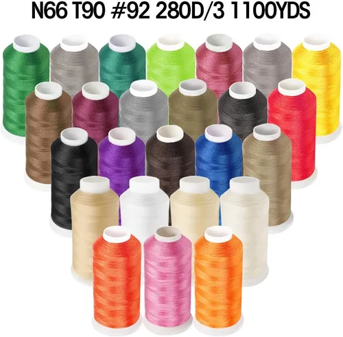 Miniatura 6 de Desirable Life Hilo de coser de nailon N66 de 1100 yardas, tamaño #92 T90 280D/3, para cuero de mezclilla, manualidades, a mano, reparación