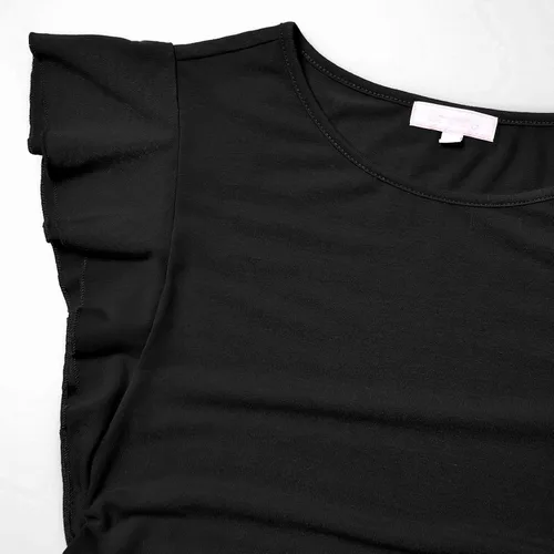 Miniatura 3 de Bhome Camiseta de maternidad con manga corta voladora, fruncido lateral, blusa para embarazada, túnica casual de embarazo