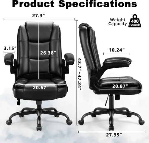 Miniatura 2 de OFIKA Silla de escritorio de oficina de cuero, silla de oficina ergonómica con soporte lumbar, silla de computadora, silla ejecutiva de cuero