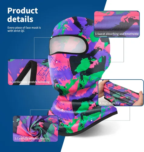 Miniatura 7 de YESLIFE Pasamontañas de esquí para hombres, máscara facial de verano para cascos de motocicleta, accesorios de motocross, polaina de cuello