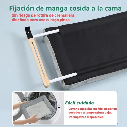 Miniatura 3 de Zakkart Percha para gato para alféizar de ventana con refuerzo, diseño ortopédico de hamaca con madera dura de primera calidad y marco de metal