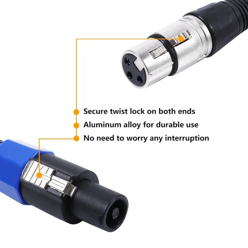 Miniatura 3 de HBU Paquete de 2 cables SpeakOn a XLR de 15 pies – 2 cables de extensión macho a 3 polos XLR hembra – 15 pies de cable de audio para escenario DJ