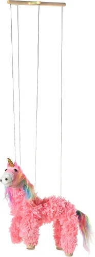 Miniatura 2 de Artisan Owl Marioneta de unicornio rosa de hilo y felpa, pies de madera y cuerdas desmontables, los estilos varían (rosa)