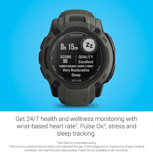 Miniatura 6 de Garmin Instinct 2X Solar, reloj inteligente GPS resistente, linterna incorporada, capacidad de carga solar, GNSS multibanda, Moss