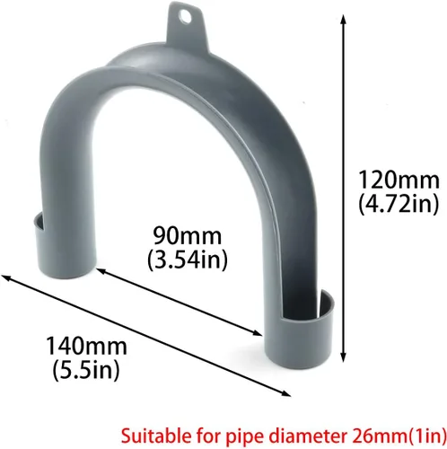 Miniatura 2 de Lavado universal en forma de U. Mach. Conjunto de guía de manguera de drenaje - 1 forma de U gris + 2 adhesivos adhesivos para bridas de cables