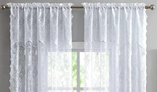 Miniatura 3 de Warm Home Designs Par de 2 paneles de cortina de encaje semitransparentes de color blanco de 54 pulgadas de ancho x 84 pulgadas de largo, cenefas