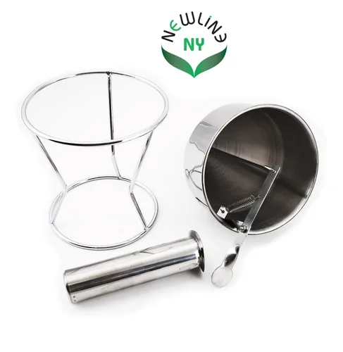 Miniatura 7 de Dispensador de embudo para hornear de acero inoxidable con soporte para panqueques Takoyaki, pasteles, pasteles, postres