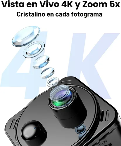 Miniatura 4 de VIDCASTIVE Mini cámara oculta 4K de doble banda 2.4/5GHz WiFi cámara de seguridad interior con detección humana AI, visión nocturna, almacenamiento
