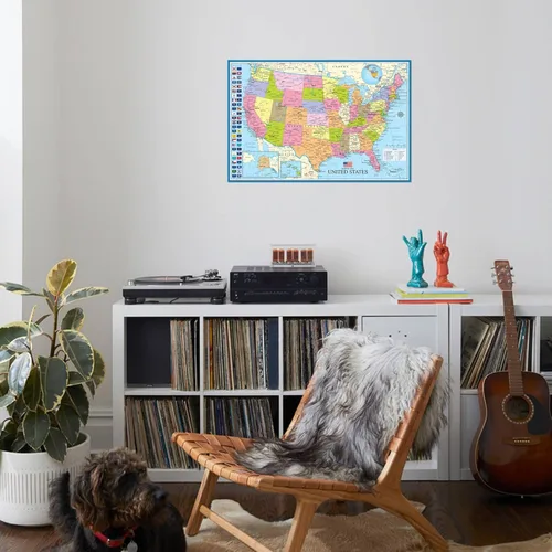 Miniatura 3 de AllPosters Póster de pared, mapa de los Estados Unidos con banderas estatales, 36x24 Impresión solamente
