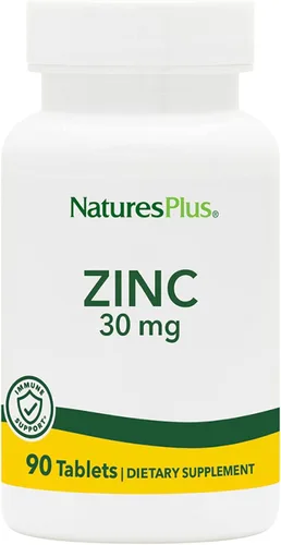 Comprimidos de Zinc NaturesPlus - 30 mg, 90 tabletas vegetarianas - Suplemento para el sistema inmunológico para el crecimiento y reparación celular
