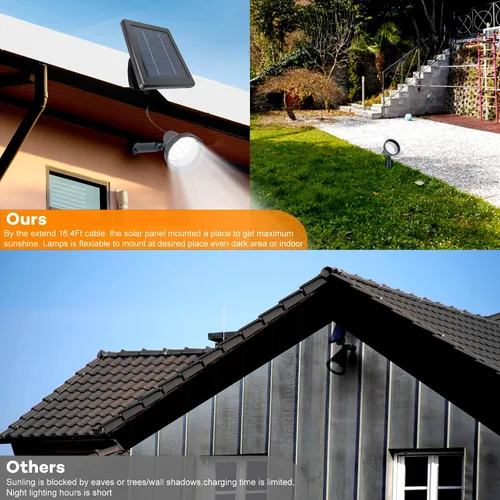 Miniatura 3 de SUNLONG Focos solares para exteriores, impermeables, brillantes, luz de pared LED, luz de inundación de seguridad, alimentada por energía solar