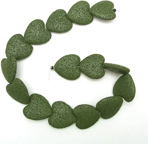 Cuentas volcánicas de piedra de lava en forma de corazón de colores con cuentas volcánicas de aceites esenciales volcánicas para pulseras,