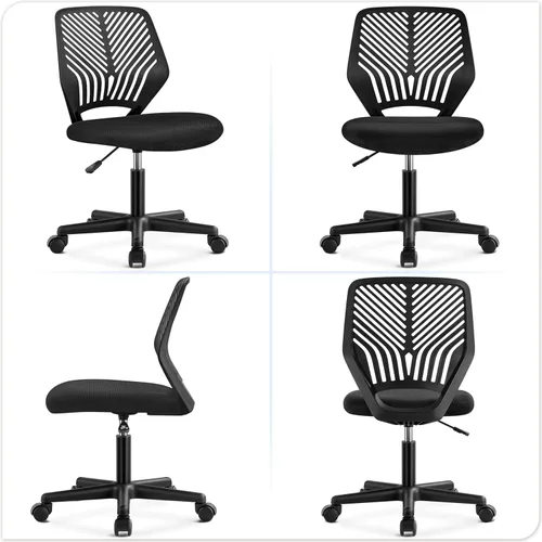 Miniatura 7 de Topeakmart Silla de oficina sin brazos, silla de estudio de computadora giratoria ajustable de malla para espacios pequeños, color negro