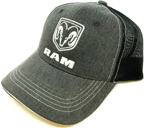 Miniatura 3 de Dodge - Gorra de malla curvada con logotipo de Ram gris oscuro y negro, Gris & Negro