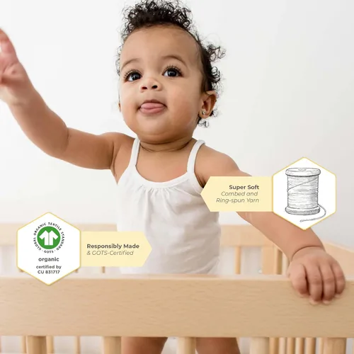 Miniatura 4 de Burt's Bees Baby Girls' One-Piece Organic Cotton Camisole Bodysuits, 3-Pack