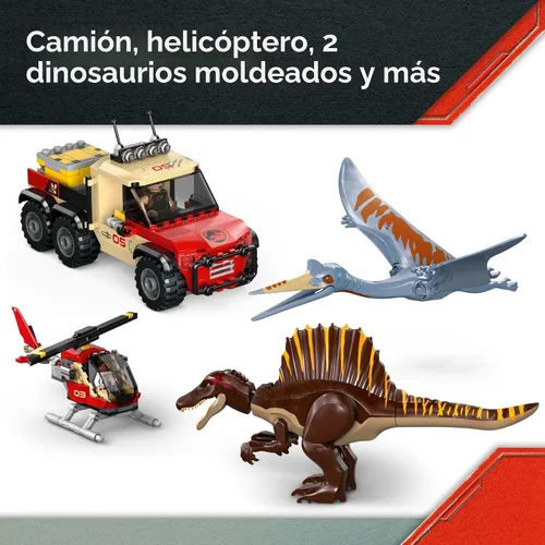 Miniatura 5 de LEGO Jurassic World Spinosaurus & Quetzalcoatlus Air Mission - Juguete de dinosaurio para niños - Juguete de construcción de simulación con figuras