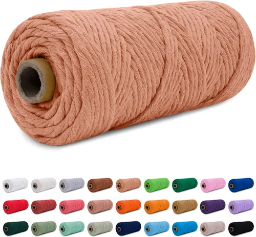 Miniatura 37 de CAMAL Cordón de macramé de 0.157 in x 109 yardas (328.1 ft), cuerda de algodón de color para tejer, manualidades, colgar en la pared, proyectos
