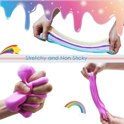 Miniatura 4 de Kit de Slime de Mantequilla inksbui 34 Unidades de Slime Colorido de Dos Tonos, Juguetes para Alivio del Estrés, Recuerdos de Fiesta para Niñas