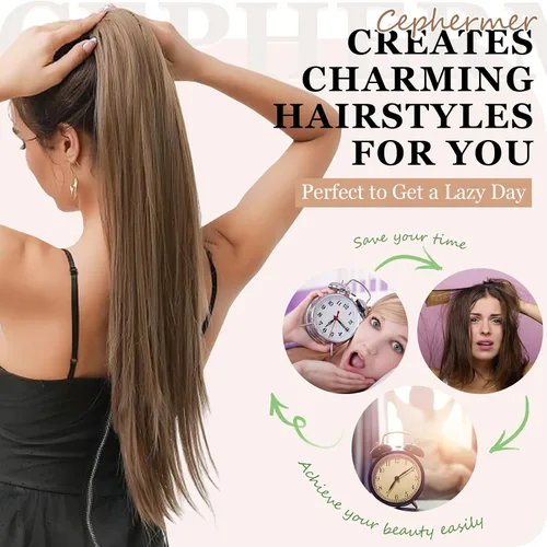 Miniatura 5 de Extensión de cola de caballo de 18 pulgadas, 20 pulgadas, larga, rizada, ondulada, recta, con clip, de aspecto natural, extensión de cabello