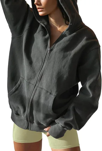 Miniatura 4 de Cosonsen Sudaderas con capucha y cremallera para mujer, ropa Y2K, chaquetas de forro polar con bolsillos