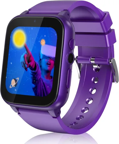 Goodatech Reloj inteligente de 1.69 pulgadas para niños de 4 a 12 años, 26 juegos de rompecabezas, cámara HD, reproductor de música de video,