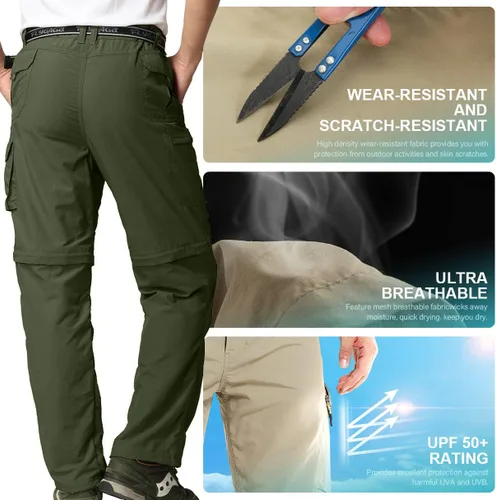 Miniatura 5 de Jessie Kidden - Pantalones convertibles de senderismo para hombre, de secado rápido, ligeros, con cremallera, pantalones para safari, para viajes