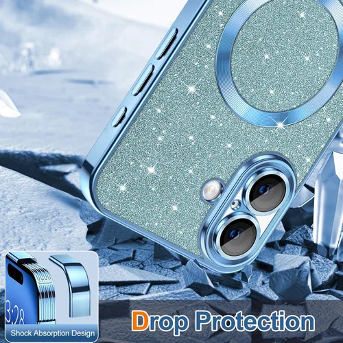 Miniatura 141 de Hython Funda para iPhone 14 Pro Max con purpurina, fundas magnéticas transparentes para teléfono con protector de lente de cámara