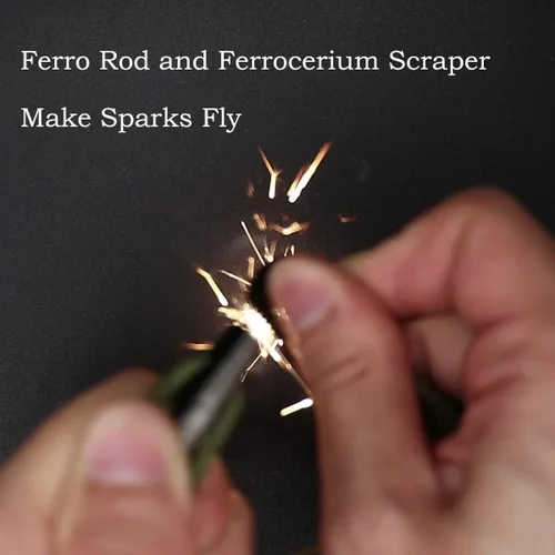 Miniatura 3 de PSKOOK Collar de iniciador de fuego, collar de paracaídas de supervivencia con pedernal y acero, collar de bushcraft para camping, senderismo y Caqui
