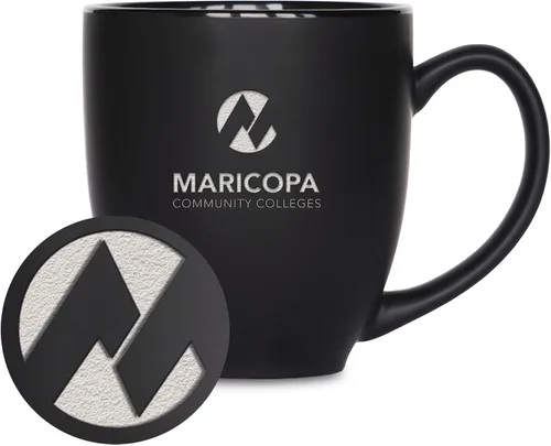 Miniatura 364 de Rico Industries - Taza de cerámica mate negra con grabado láser estándar de 15oz para NCAA (escuelas T & U) - Para bebidas calientes o frías