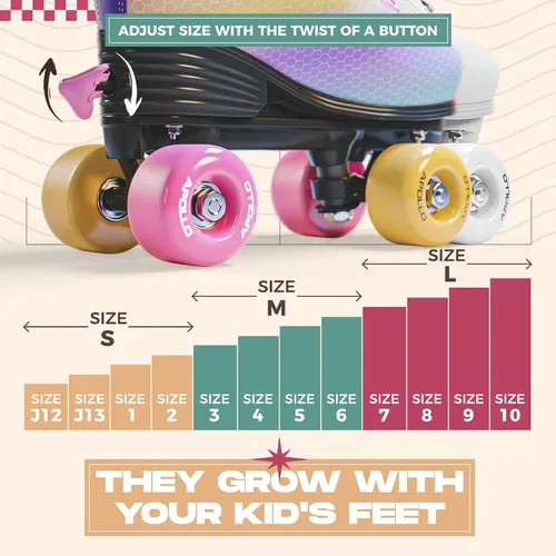 Miniatura 5 de APOLLO Patines de ruedas – Patines retro para niñas y mujeres – Patines cuádruples ajustables con tacón alto – Disco Quads