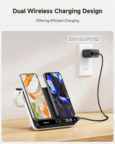 Miniatura 3 de Estación de carga dual de teléfono, cargador inalámbrico para Google Pixel 9a/9 Pro/9/8 Pro/7 Pro (no para 9 Pro Fold), para Pixel Watch 3/2/Fitbit